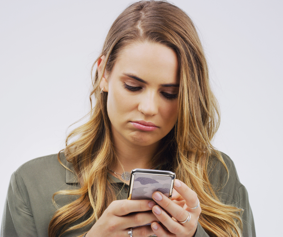 Lady on the phone waiting to hear back from Job interview