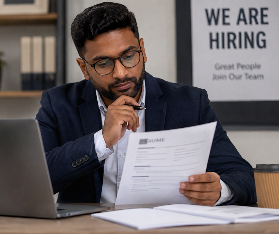 Recruiter looking at CV